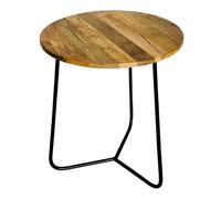 Jaipur Furniture Ltd Ravi Iron Base Soild Wood Top Side Table - L45 x W45 x H50 cm - Mango Light Finish in Brown Jaipur Furniture Ltd Brown