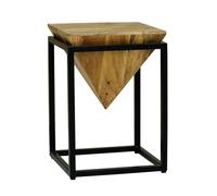 Jaipur Furniture Ltd Ravi Iron Base Solid Wood Diamond Stool - Small - Mango Wood/Iron - L35 x W35 x H49 cm - Light Finish in Brown Jaipur Furniture Ltd Brown