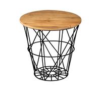 Jaipur Furniture Ltd Ravi Iron Base Solid Wood Top Side Table - L50 x W50 x H50 cm - Mango Light Finish in Brown Jaipur Furniture Ltd Brown
