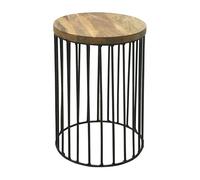Jaipur Furniture Ltd Ravi Iron Base Solid Wood Top Side Table - Small - Mango Wood/Iron - L30 x W30 x H45 cm - Light Finish in Brown Jaipur Furniture Ltd Brown