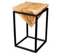 Jaipur Furniture Ltd Ravi Iron Base Solild Wood Large Diamond Stool - L35 x W35 x H59 cm - Mango Light Finish in Brown Jaipur Furniture Ltd Brown