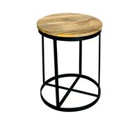 Jaipur Furniture Ltd Ravi Top Large Round Stool Plain - Mango Wood - L47 x W47 x H60 cm - PP Sawn Finish in Brown Jaipur Furniture Ltd Brown