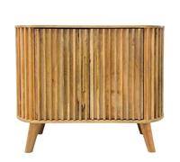Jaipur Furniture Ltd Slated 2 Door Small Sideboard - Mango Wood - L40 x W95 x H77 cm - Mango Light Finish - Assembly Required in Brown Jaipur Furniture Ltd Brown