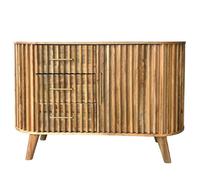 Jaipur Furniture Ltd Slatted One Door 3 Drawer Sideboard - Mango Wood - L45 x W118 x H80 cm - Mango Light Finish - Assembly Required in Brown Jaipur Furniture Ltd Brown