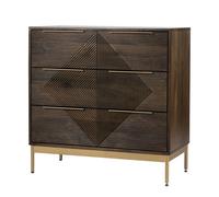 Jaipur Furniture Ltd Zaine Carving 3 Drawer Chest - Mango Wood - L40 x W81.5 x H80.5 cm - Dark Finish - Assembly Required in Brown Jaipur Furniture Ltd Brown