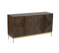 Jaipur Furniture Ltd Zaine Carving 4 Door Sideboard - Mango Wood - L40 x W138 x H76 cm - Dark Finish - Fully Assembled in Brown Jaipur Furniture Ltd Brown