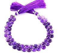 Jaipur Gems Mart Amethyst Heart Briolette, Gemstone 6mm- 7mm Faceted Briolette Beads | Natural Purple Amethyst Gemstone Briolette -AAA Quality | 8inch Strand