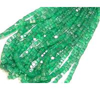 Jaipur Gems Mart Natural 1 Strand 16” Green Onyx Cube/Box Shape Gemstone Beads|4.5-6 mm Plain Square Smooth Beads for Jewelry Making | Loose Beads | AAA Quality| Cube Heishi Shape