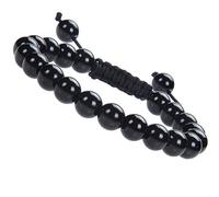 Jaipur Gems Mart Natural AAA Black Onyx Tassels Macrame Adjustable Bracelet | 7.5” Length Chakra Reiki Corded Gemstone Bracelet| Braided Unisex Bracelet | 8mm Round Beads| Yoga Beaded Bracelet
