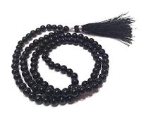 Jaipur Gems Mart Natural AAA Black Tourmaline 108 Mala Necklace | Unisex Adult | 8mm Round Beads | Meditation Tassel | Buddhist Mala