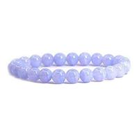 Jaipur Gems Mart Natural AAA Blue Lace Agate Bracelet Stretch Bracelet | 7-7.5” Length Lace Agate Bracelet Gemstone Bracelet | Unisex Bracelet | 8mm Round Shape Beads | Men Beaded Bracelet