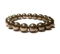 Jaipur Gems Mart Natural AAA Golden Pyrite Bracelet Stretch Bracelet | 7-7.5” Length Golden Pyrite Bracelet Gemstone Bracelet | Unisex Bracelet | 8mm Round Shape Beads | Men Beaded Bracelet