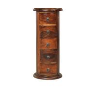 Jaipur Sheesham 5 Drawer Slim Drum Rest Relax Brown One Size