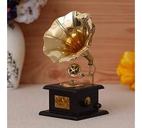 JaipurCrafts Premium Sparkle Square Gramophone Showpiece - 23 cm (Brass, Brown, Gold) (Black, Gold) (Black, Gold)