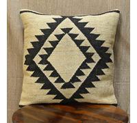 JAIPURI KILIM RUGS Klim Jute Pillow Cover Boho Tribal Decorative Throw Pillow Case, Handwoven Kilim-Style Burlap Cushion Cover for Sofa (Cover Only) (WKJ_0011) 18" x 18" (Pack of 1)