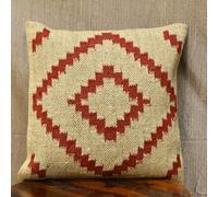 JAIPURI KILIM RUGS Klim Jute Pillow Cover Boho Tribal Decorative Throw Pillow Case, Handwoven Kilim-Style Burlap Cushion Cover for Sofa (Cover Only) (1, WKJ_Multi Colour_C_26) 18" x 18" (Pack of 1)