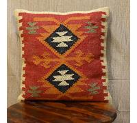 JAIPURI KILIM RUGS Klim Jute Pillow Cover Boho Tribal Decorative Throw Pillow Case, Handwoven Kilim-Style Burlap Cushion Cover for Sofa (Cover Only) (1, WKJ_Multi Colour_C_23) 18" x 18" (Pack of 1)