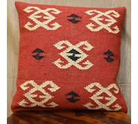 JAIPURI KILIM RUGS Klim Jute Pillow Cover Boho Tribal Decorative Throw Pillow Case, Handwoven Kilim-Style Burlap Cushion Cover for Sofa (Cover Only) (WKJ_0015) 18" x 18" (Pack of 1)
