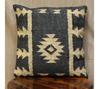 JAIPURI KILIM RUGS Klim Jute Pillow Cover Boho Tribal Decorative Throw Pillow Case, Handwoven Kilim-Style Burlap Cushion Cover for Sofa (Cover Only) (1, WKJ_Multi Colour_C_21) 18" x 18" (Pack of 1)