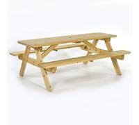 jairo wooden picnic table with 8 seater benches in green pine