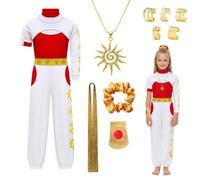 JaiZvt Costume Zombies 4, 12 Piece Set Including Coat, Top, Pants, Hair Accessories, for Parties, School Performances, Dress Up Play irls Carnival Cosplay Outfit with Accessories(150)