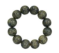 JAJAFOOK 15/18/20mm Natural Vintage Engraving Mala Meditation Beads Wtist Bracelet - Tibetan Buddhism Prayer Beads, Wood, base