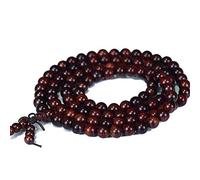 JAJAFOOK 6mm 8mm 10mm 12mm Natural Fragrant Mahogany 108 Mala Meditation Beads Tibetan Buddhism Prayer Beads Round Polished Rosary for Men Women, Wood,