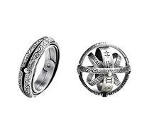 JAJAFOOK Astronomical Sphere Ball Deformation Ring Cosmic Finger Ring Lover Gifts, Alloy Rings, 8 UK, Metal, Cubic Zirconia