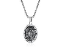 JAJAFOOK Men’s Saint Michael the Archangel Titanium Steel Necklace - SAINT MICHAEL Pendant - Silver, Gold, Black - with Chain, Stainless Steel, No Gemstone