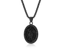 JAJAFOOK Men’s Saint Michael the Archangel Titanium Steel Necklace - SAINT MICHAEL Pendant - Silver, Gold, Black - with Chain, Stainless Steel, No Gemstone