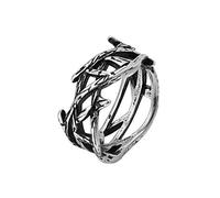 JAJAFOOK Vintage Stainless Steel Jesus Crown of Thorns Ring Vine Branch Lucky Ring, Metal, No Gemstone