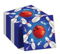 Jajajuegos 40Pcs Bowling Party Napkins - 3-Ply Paper, Multicolored, 6.5" x 6.5" (folded), 13" x 13" (unfolded) - Bowling Theme Party Supplies