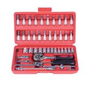 JAJALUYA 46-Piece 1/4" Drive Socket Ratchet Spanner Set, Screwdriver Bits,Tool Set Extension Bar for DIY, and Storage Case, Automotive Repair and Assemble Furniture