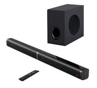 JAJALUYA Sound Bar,100W Sound Bar for Smart TV,Bluetooth V5.3 speakers, 2 in 1 Home Speaker, ARC/OPTI/AUX/USB Connections, for TV/PC/Projectors,Wall Mountable