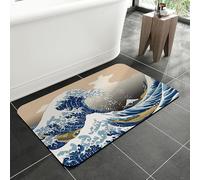 jajoaier Japanese Great Wave Bathroom Rug Mat,Soft and Non Slip Bath Rugs,Quick-Drying Machine Washable Floor Mat for Shower Room,Bathtub,Kitchen Bathroom Accessories,15.7"×23.6"