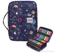 JAKAGO 220 Slots Colored Pencil Case Large Capacity Pen Holder for Artist Painter Zipper Organizer Bag for Marker Highlighter Storage Case for Office Sketch Travel Supplies (Night Sky)
