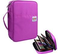 JAKAGO 220 Slots Colored Pencil Case Large Capacity Pen Holder for Artist Painter Zipper Organizer Bag for Marker Highlighter Storage Case for Office Sketch Travel Supplies (Purple)