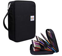 JAKAGO 220 Slots Colored Pencil Case Large Capacity Pen Holder for Student Artist Adult Girl Zipper Organizer Bag for Marker Highlighter Storage Case for School Office Sketch Supplies(Black)