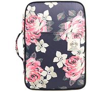 JAKAGO A4 Document Case,Multi-Pocket Document Holder,A4 Zip Portfolio,Professional Document Folder Suitable for Office,Business Trip,Conference,Interview,Holiday,Travel (Flower02)