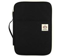 JAKAGO A4 Portfolio Conference Folder Waterproof Business Document Case Passport Holder Ipad Sleeve with Zip and Handles for Travel Meeting Office Holiday （Black）