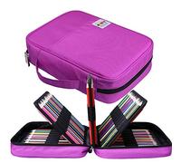 JAKAGO Drawing Pencil Case,Large Capacity Pencil Cases Hold 220 Colored Pencils,Portable Painting Waterproof Storage Stationery Bag,Great Gift for Student Artist (Purple)