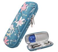 JAKAGO EVA Compact Insulin Cooler Travel Hard Case,Lightweight and Durable Diabetic Small Storage Travel Packs for Insulin Pens & Needles with 2 Ice Pack (Lily Flower)
