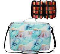JAKAGO Large Capacity Pencil Case for 480 Coloured Pencils, Waterproof Pen Bag, Stationery Organiser for Colouring Pens, Artists, Brushes, Fineliners, Highlighters, Gift, M-GREEN, pencil case