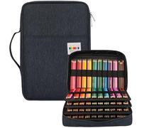 JAKAGO Large Capacity Pencil Case Holds 304 Coloured Pencils Waterproof Pen Bag Stationery Organizer for Colouring Pens, Artist Paint Brushes, Fineliners, Highlighter, Gel Pens (Blue, 304)