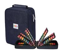 JAKAGO Pencil Case - 90 Large Elastic Pockets for 270 Slim Colour Pencils | Sturdy Ployester Oxford Cloth, Each Slot fits 2~4 Pencils, or 144 Slim Felt-Tip Pen - Ideal for Artists (Blue)