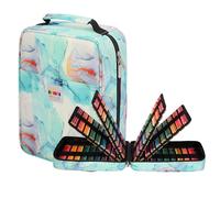 JAKAGO Pencil Case - 90 Large Elastic Pockets for 270 Slim Colour Pencils | Sturdy Ployester Oxford Cloth, Each Slot fits 2~4 Pencils, or 144 Slim Felt-Tip Pen - Ideal for Artists (M-Green)