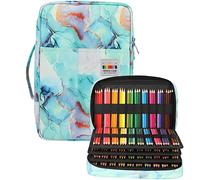 JAKAGO Pencil Case with Large Capacity for 304 Colouring Pencils, Waterproof Pen Bag, Stationery Organiser for Colouring Pens, Artists, Brushes, Fineliners, Highlighters, Gift for Art Students, Marble