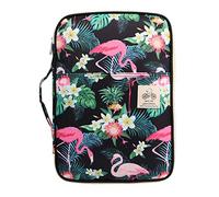 JAKAGO Travel Portfolio Organizer Waterproof A4 Document Bag Multifunctional Travel Note Pouch Zippered Case for Notebook, Ipad, Journals, Sketch Books (Flamingo)