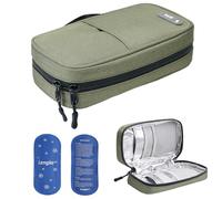 JAKAGO Waterproof Insulin Cooler Travel Case,Lightweight and Super Strong Insulation Insulin Pen Case, Medical Cooler Bag for Insulin Pens & Medication with 2 Large Ice Pack（Green）