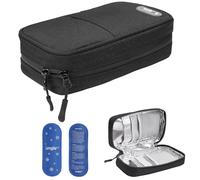 JAKAGO Waterproof Insulin Cooler Travel Case,Lightweight and Super Strong Insulation Insulin Pen Case, Medical Cooler Bag for Insulin Pens & Medication with 2 Large Ice Pack（Black）